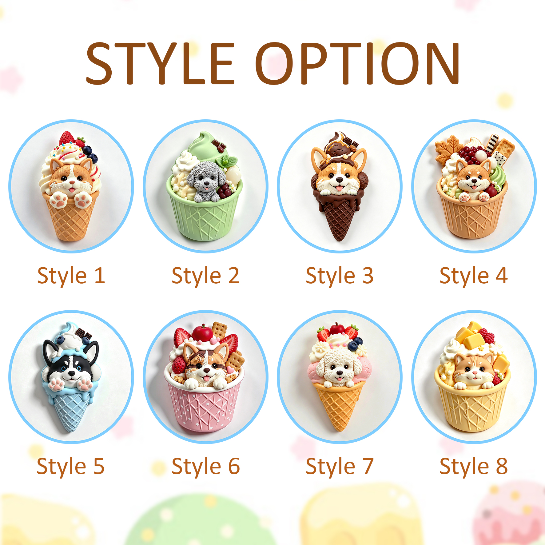 Custom 3D Relief Cartoon Fridge Magnet | Customizable with Pet Photos | Personalized 3D Printed Ice Cream Pet Refrigerator Magnets