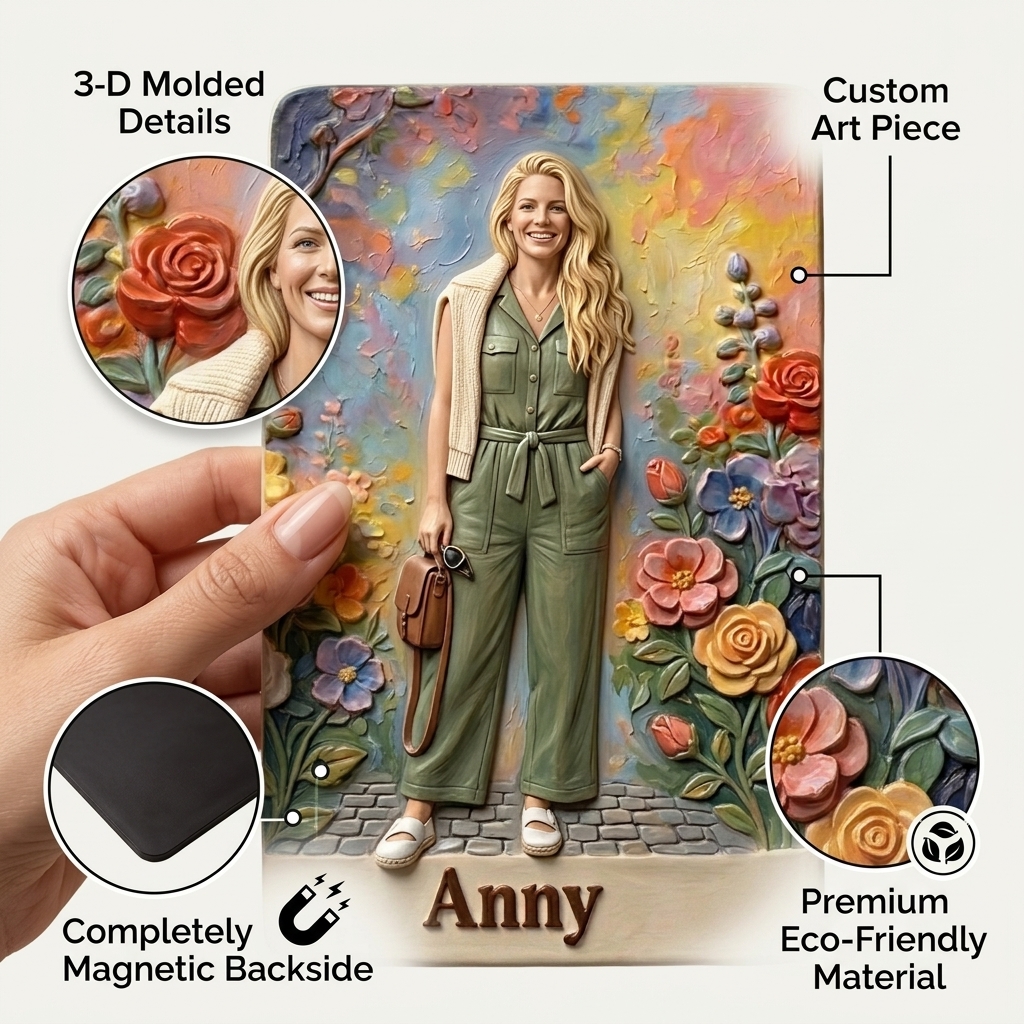 Customized 3D Cartoon Fridge Magnets | Customizable with family photos, pet photos, couple photos | Unique hand-painted 3D embossed commemorative gifts, suitable for holidays, birthdays, anniversaries, and other occasions.