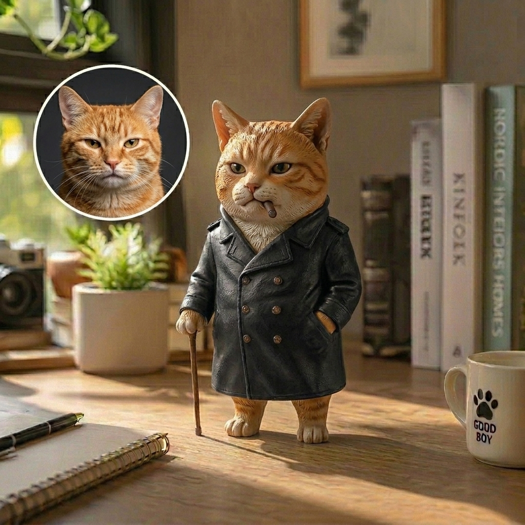 Cute 3D Custom Mini Ornaments of Characters or Pets | Made of resin, compatible with cars and offices, multi-purpose for dashboard/desktop/hanging, cartoon theme, perfect for Independence Day gifts.