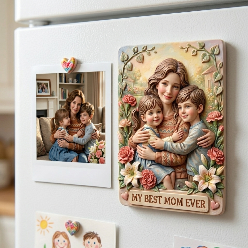 Customized 3D Cartoon Fridge Magnets | Customizable with family photos, pet photos, couple photos | Unique hand-painted 3D embossed commemorative gifts, suitable for holidays, birthdays, anniversaries, and other occasions.
