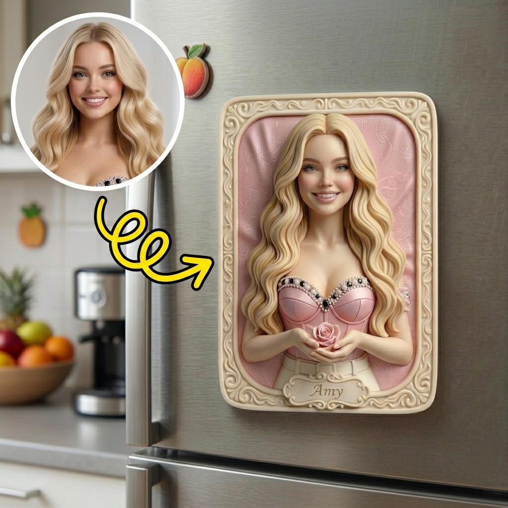 Customized 3D Cartoon Fridge Magnets | Customizable with family photos, pet photos, couple photos | Unique hand-painted 3D embossed commemorative gifts, suitable for holidays, birthdays, anniversaries, and other occasions.