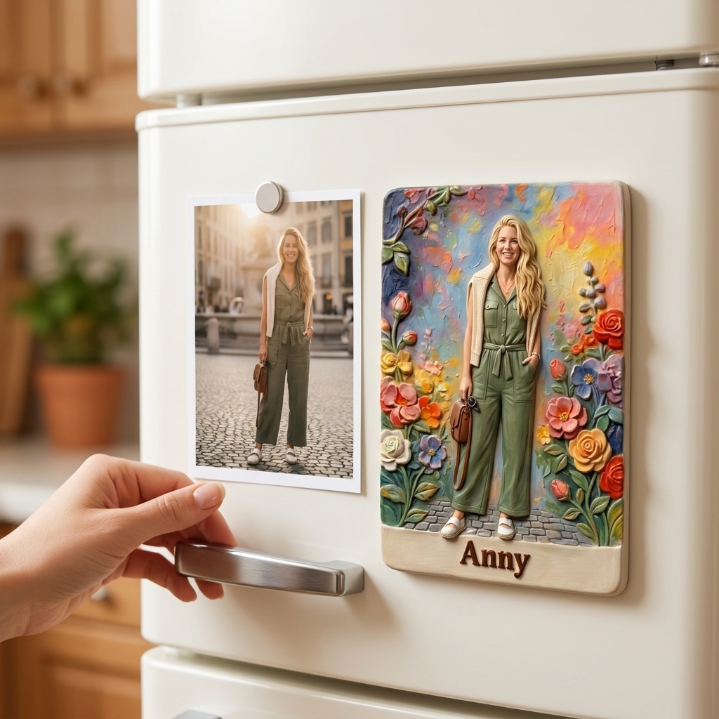 Customized 3D Cartoon Fridge Magnets | Customizable with family photos, pet photos, couple photos | Unique hand-painted 3D embossed commemorative gifts, suitable for holidays, birthdays, anniversaries, and other occasions.