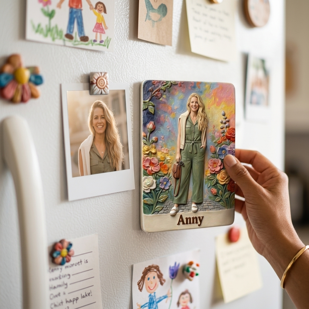 Customized 3D Cartoon Fridge Magnets | Customizable with family photos, pet photos, couple photos | Unique hand-painted 3D embossed commemorative gifts, suitable for holidays, birthdays, anniversaries, and other occasions.