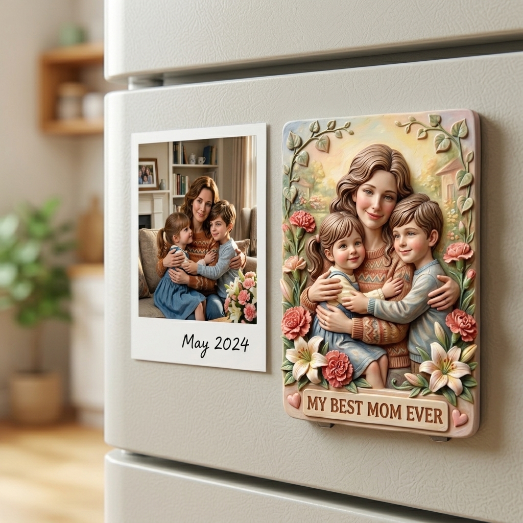 Customized 3D Cartoon Fridge Magnets | Customizable with family photos, pet photos, couple photos | Unique hand-painted 3D embossed commemorative gifts, suitable for holidays, birthdays, anniversaries, and other occasions.