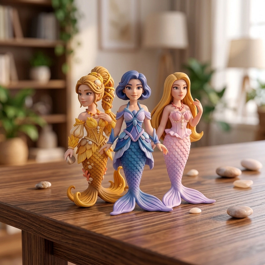 Custom Mermaid 3D Figure Desk Figurine