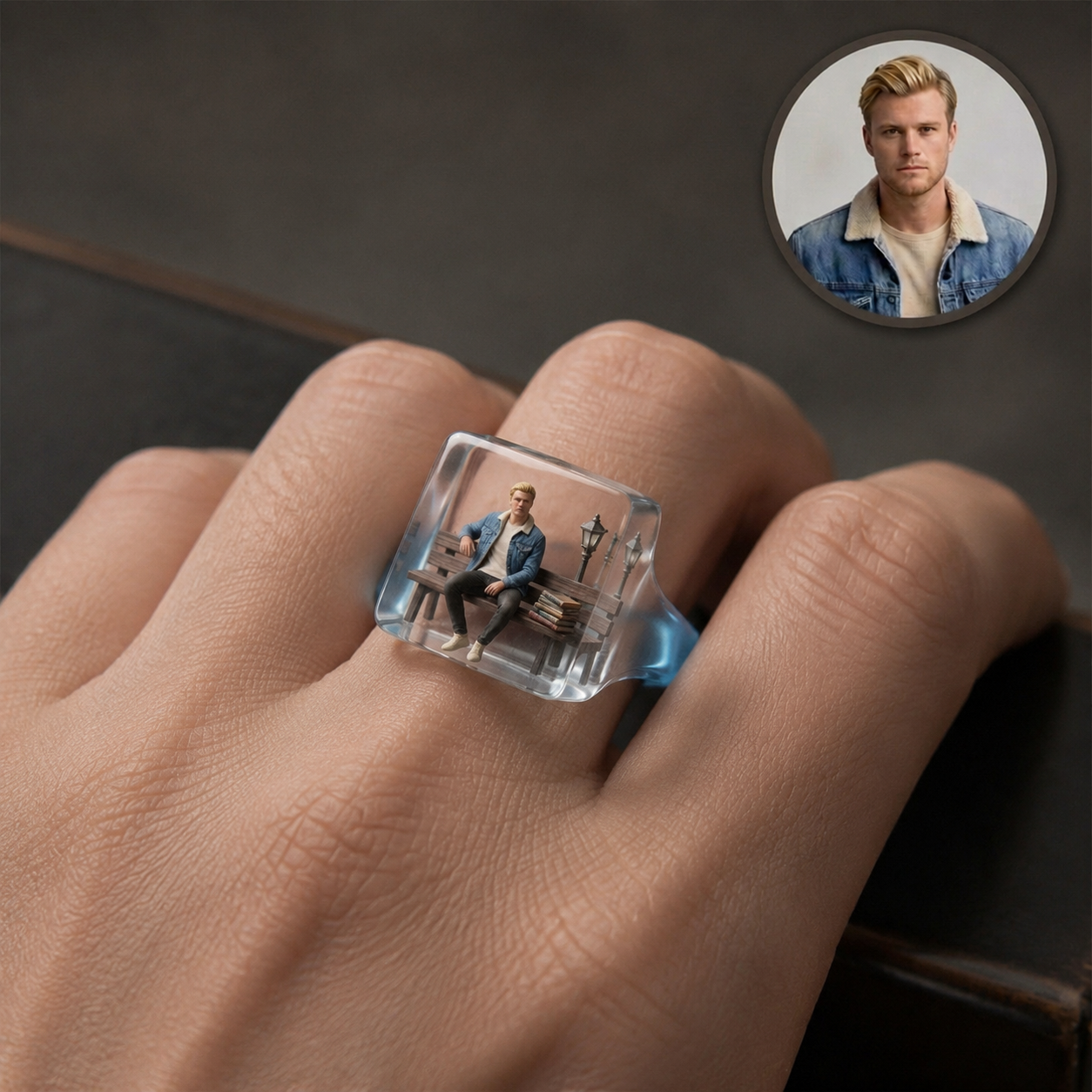 Customized 3D figurine rings, Personalized 3D figurine transparent rings made of resin, Commemorative gifts for him/her.