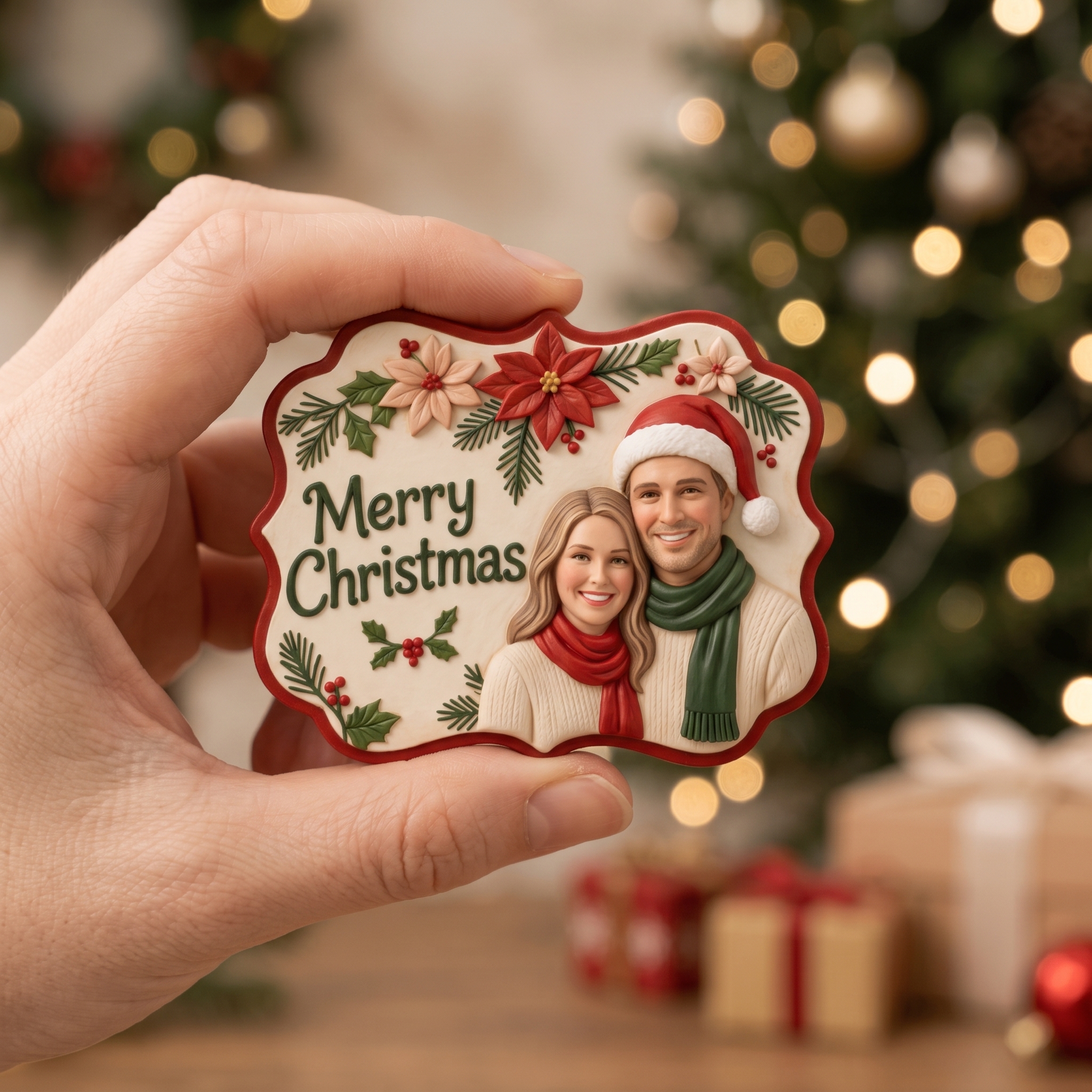 Custom 3D Christmas Portrait Fridge Magnet