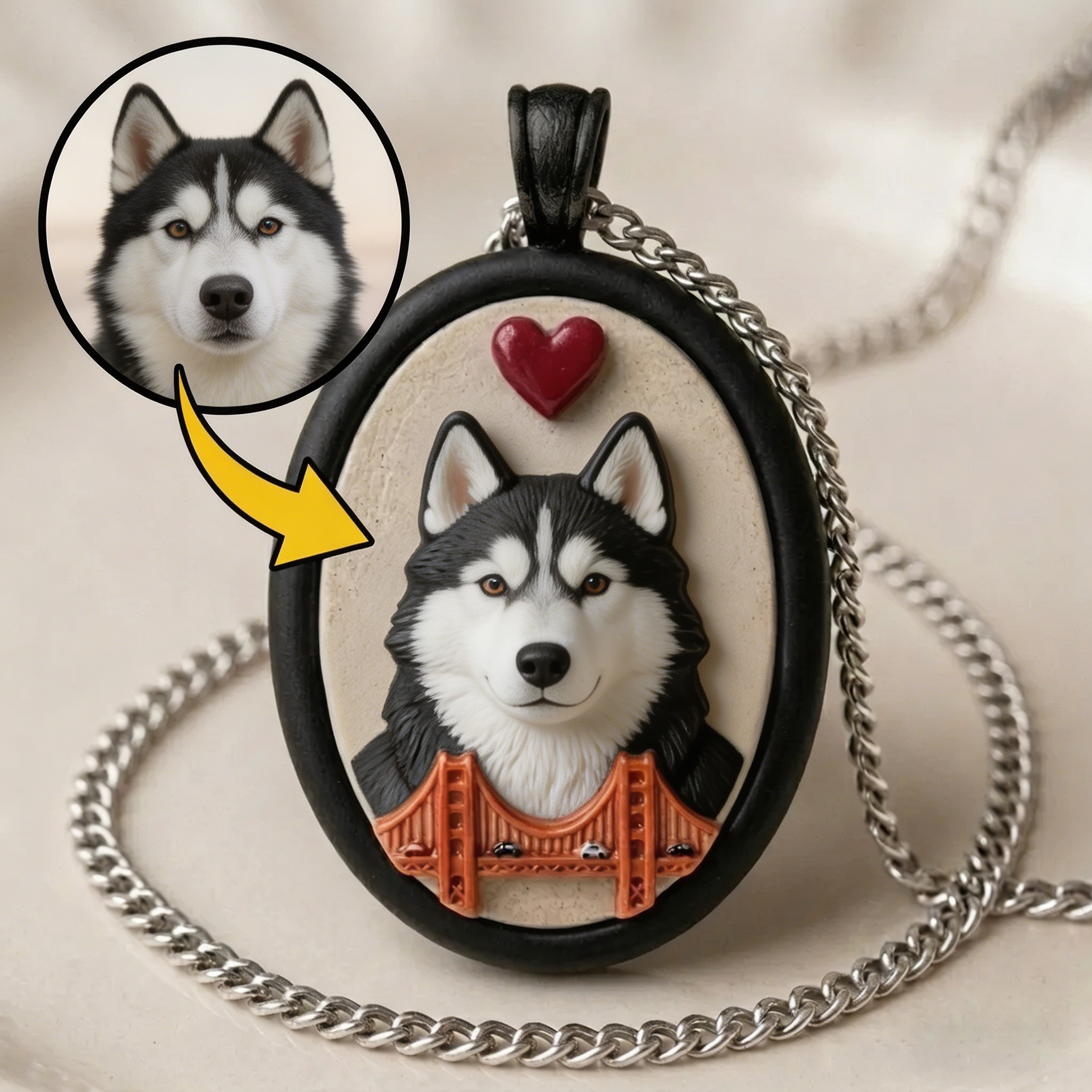 Personalized necklaces, customizable pet pendants, dog and cat portrait necklaces, commemorative gifts, and the perfect present for pet lovers.