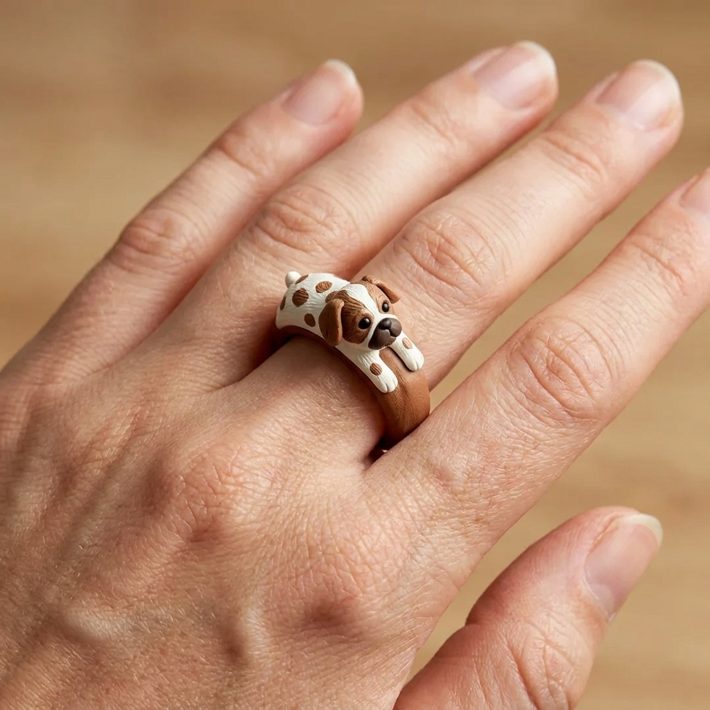 Customized 3D pet portrait rings, personalized 3D pet portrait rings, commemorative gifts for pet lovers.