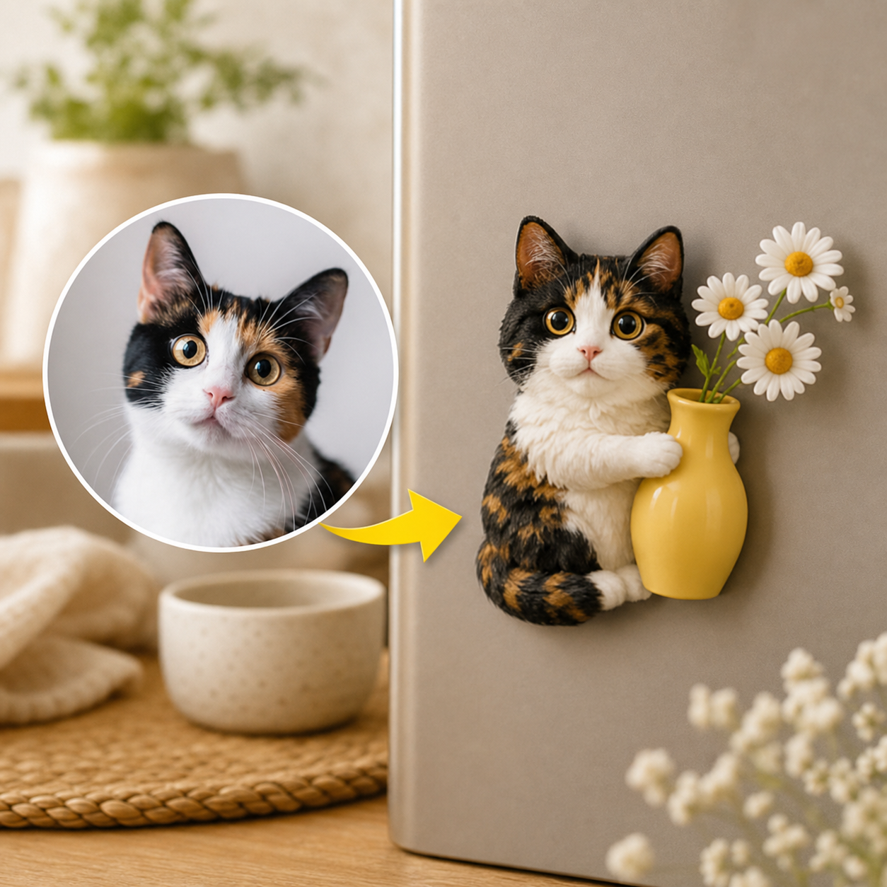 Customized 3D Cartoon Fridge Magnets | Customizable with pet photos | Unique hand-painted 3D embossed commemorative gifts, suitable for holidays, birthdays, anniversaries, and other occasions.