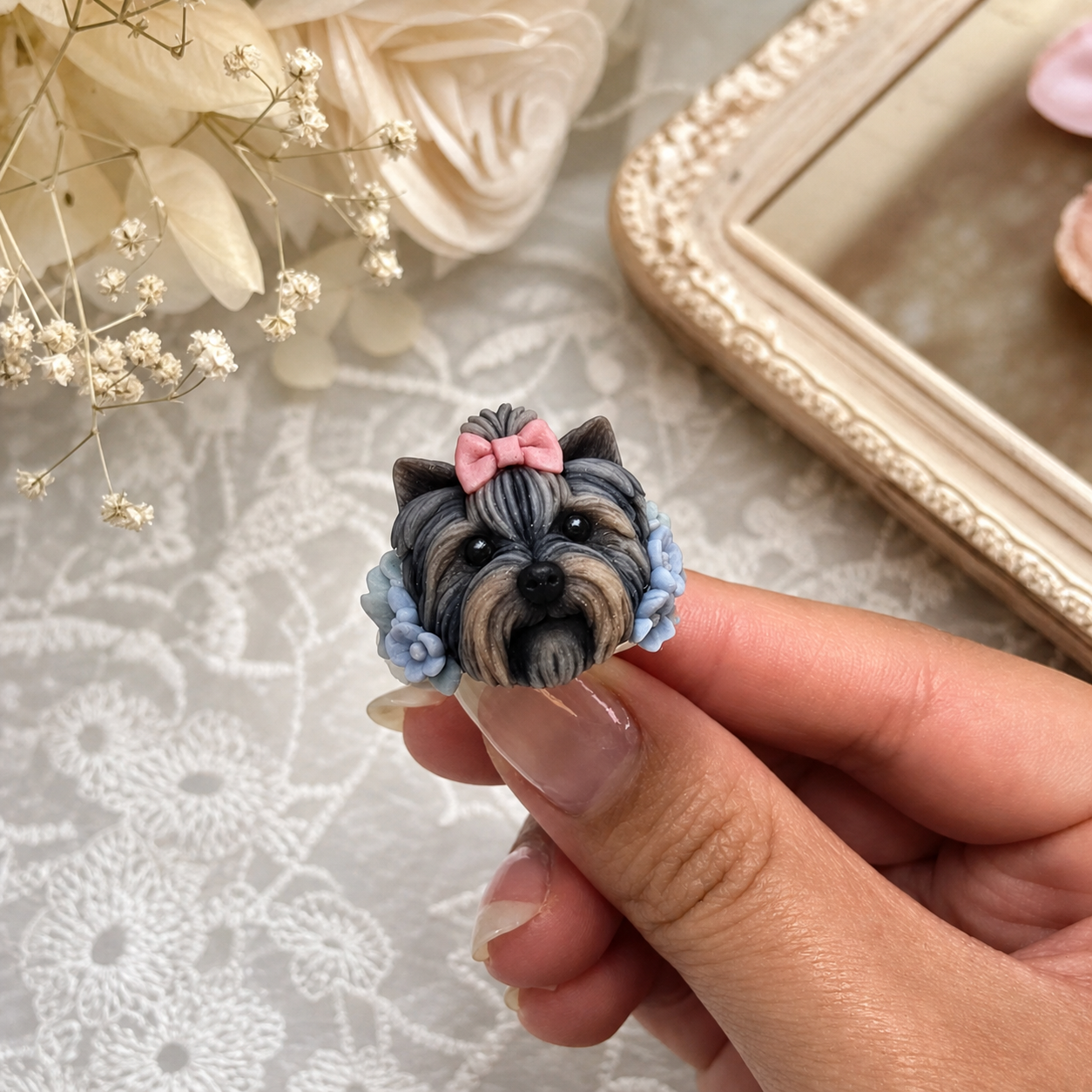 Customized 3D pet portrait rings, personalized 3D pet portrait rings, commemorative gifts for pet lovers.