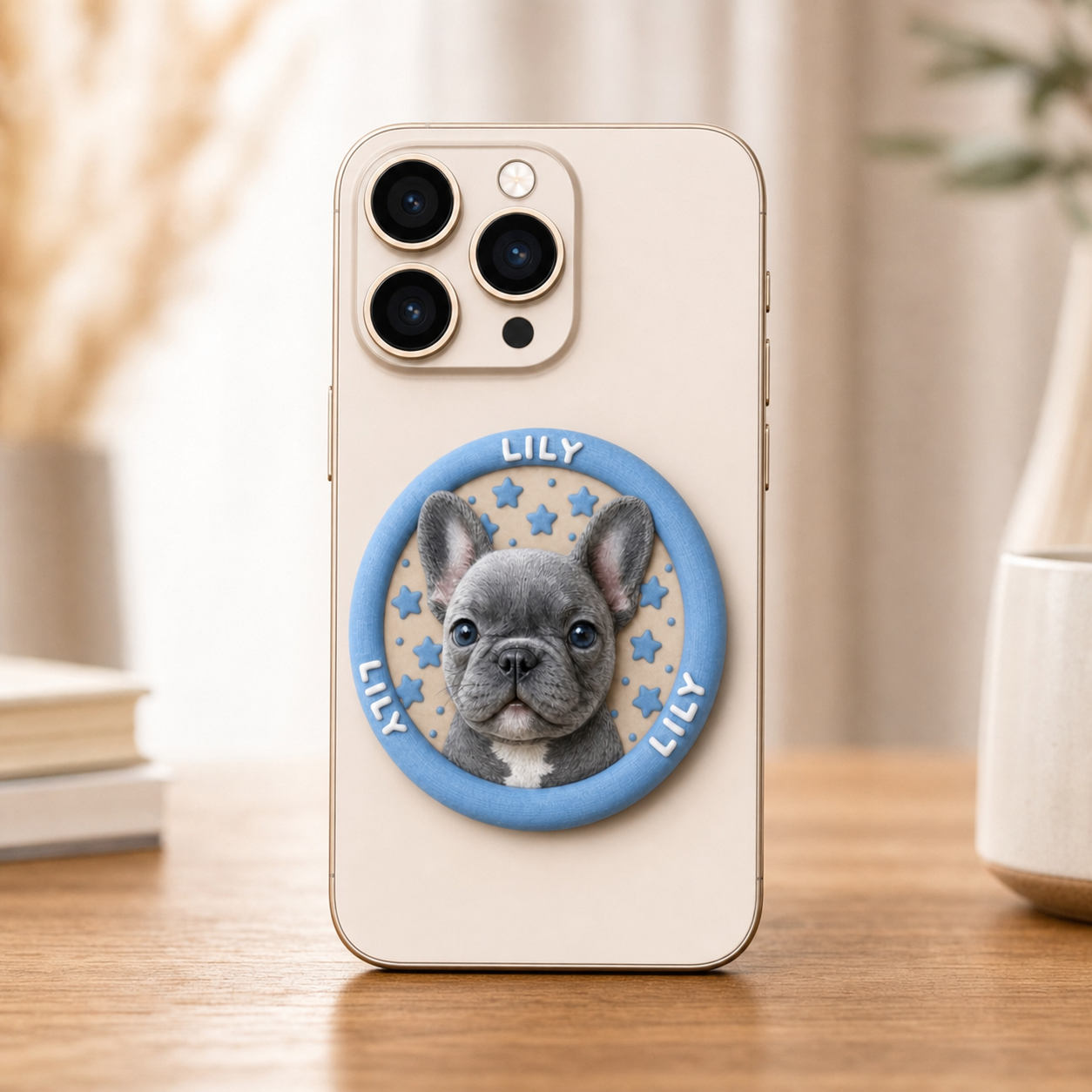 Custom 3D Sculpted Pet Phone Grip, Personalized Dog Cat Photo Phone Stand, Embossed Texture Cute Animal Head Cell Phone Holder, Unique Memorial Pet Lover Gift Compatible with All Smartphones