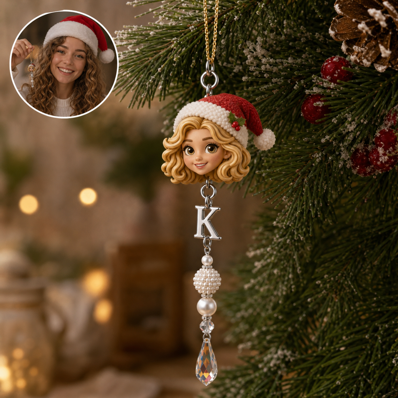 Custom 3D Character & Name Christmas Tree Ornament