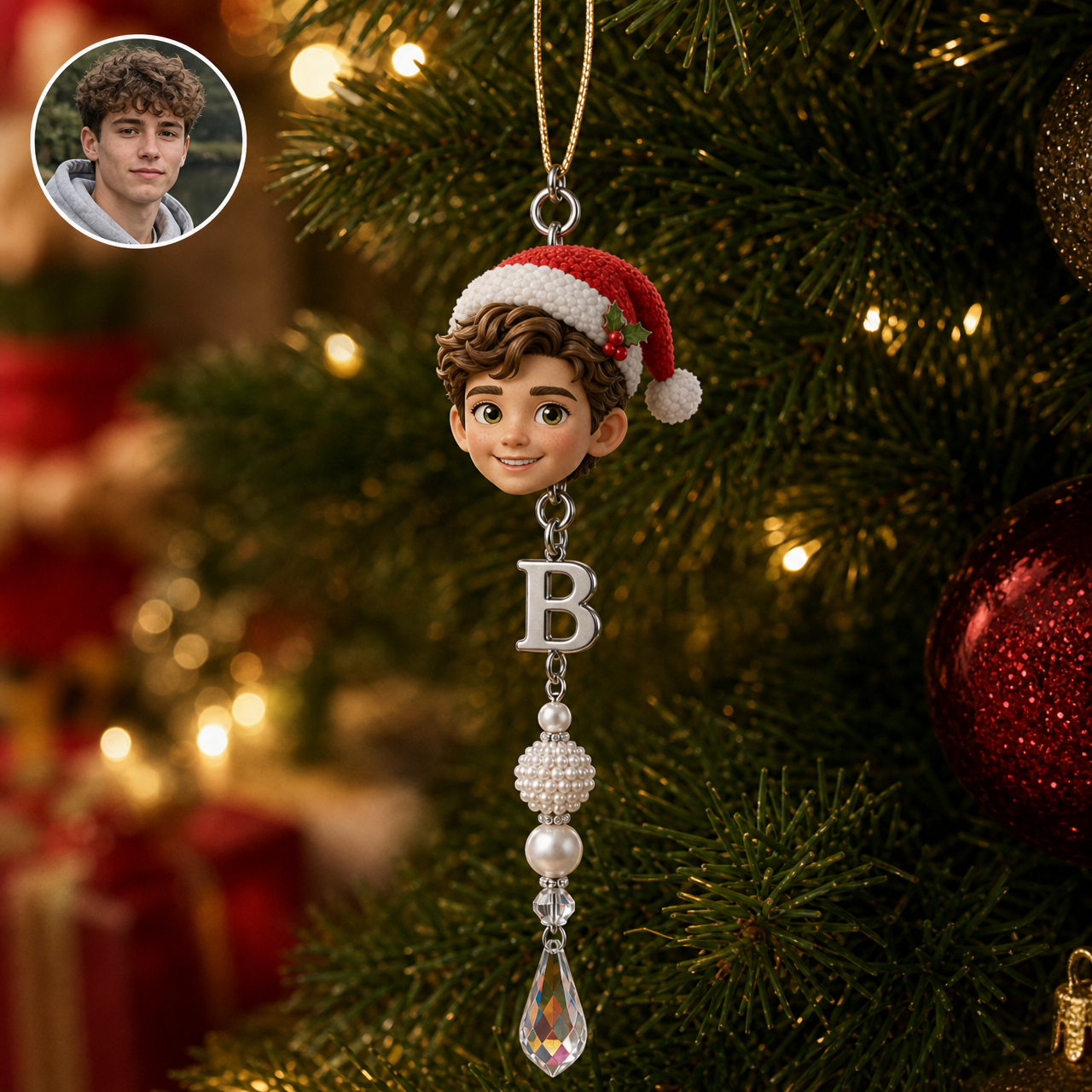 Custom 3D Character & Name Christmas Tree Ornament