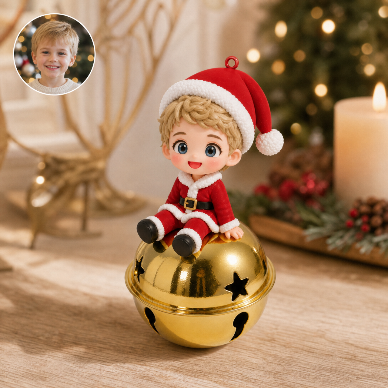 Custom 3D Character Christmas Bell Ornament