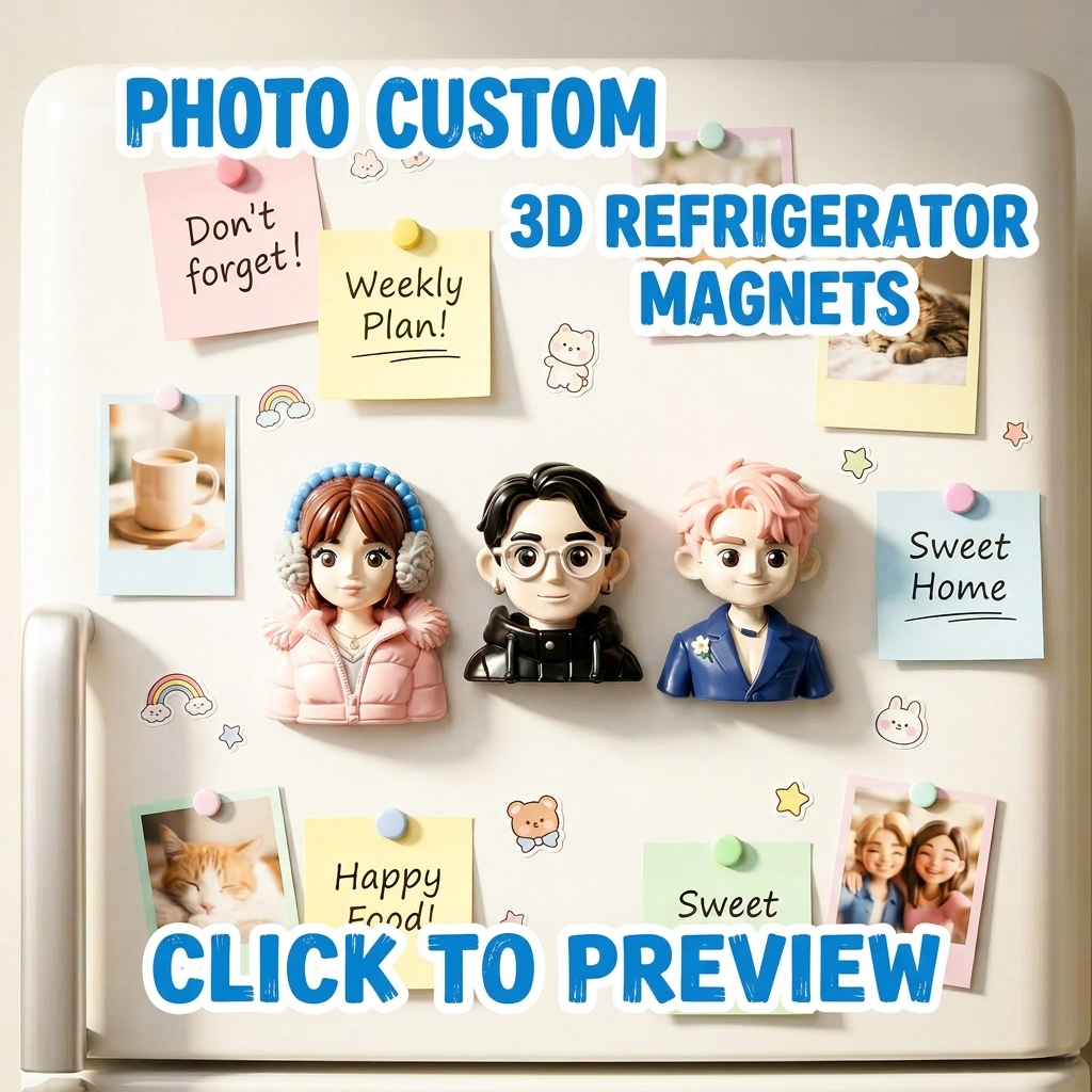 [Copy]Custom 3D Relief Fridge Magnet – Sculpted Photo with Real Depth & Personalized Text