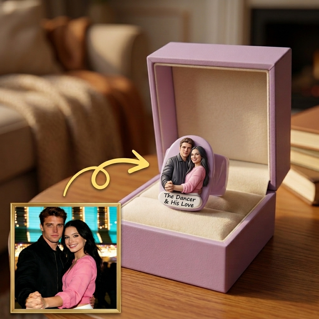 Personalized 3D figurine rings, custom commemorative jewelry, and meaningful gifts for couples.