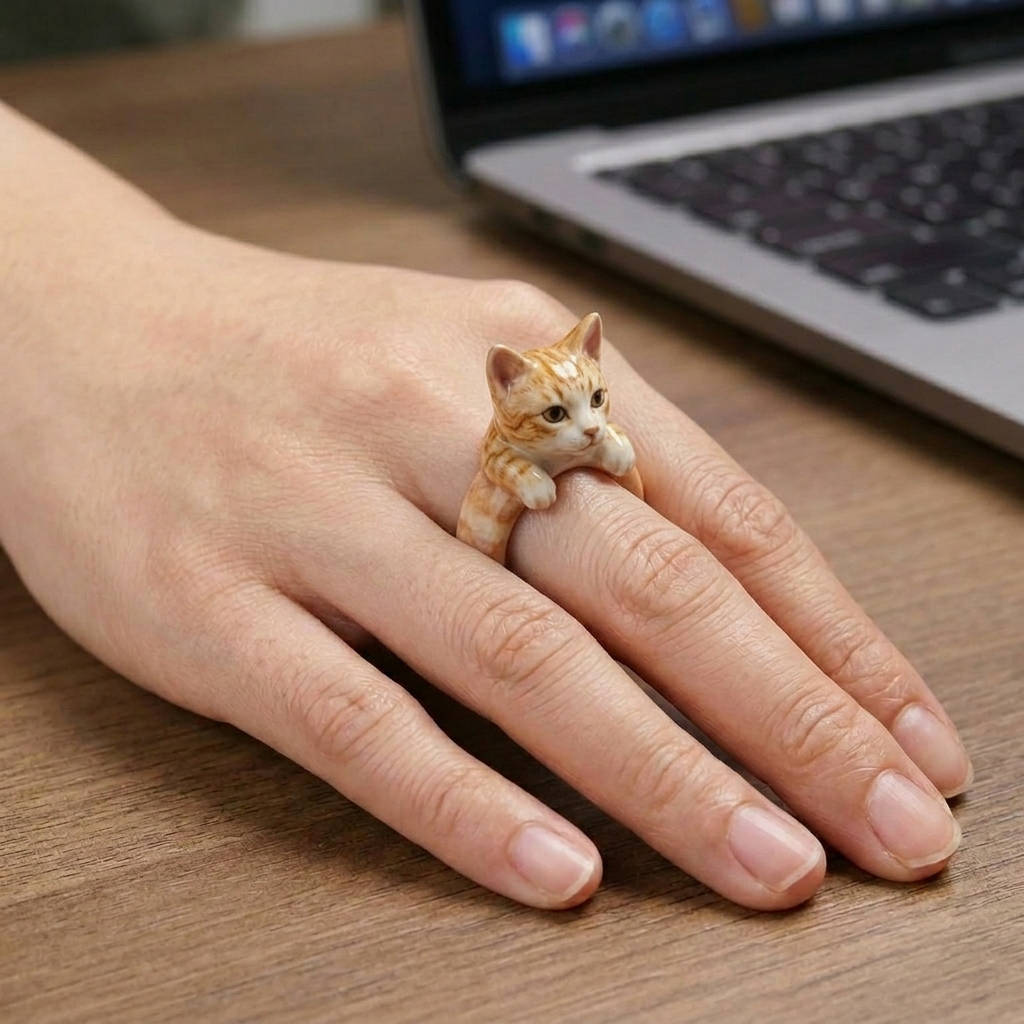 Customized 3D pet portrait rings, personalized 3D pet portrait rings, commemorative gifts for pet lovers.