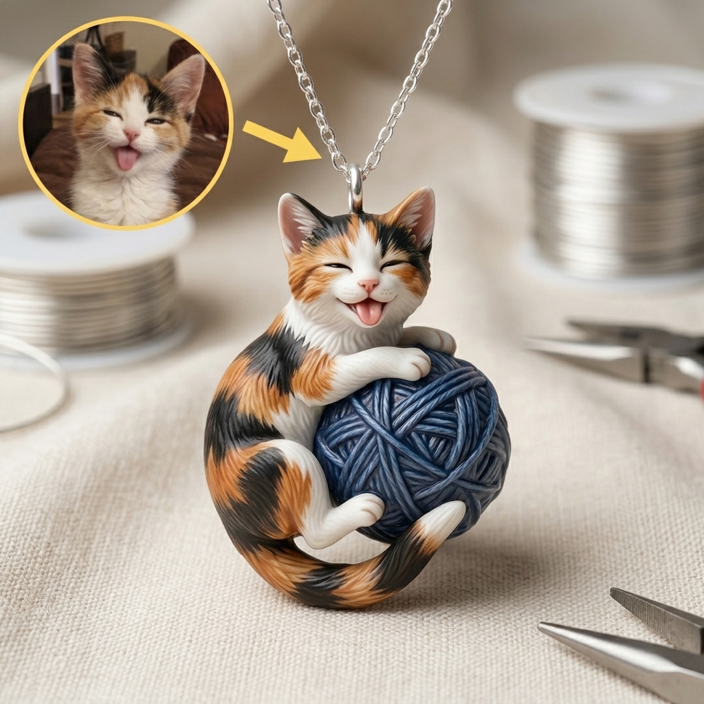 Personalized Pet Necklace – Custom 3D Puzzle Pendant for Pet