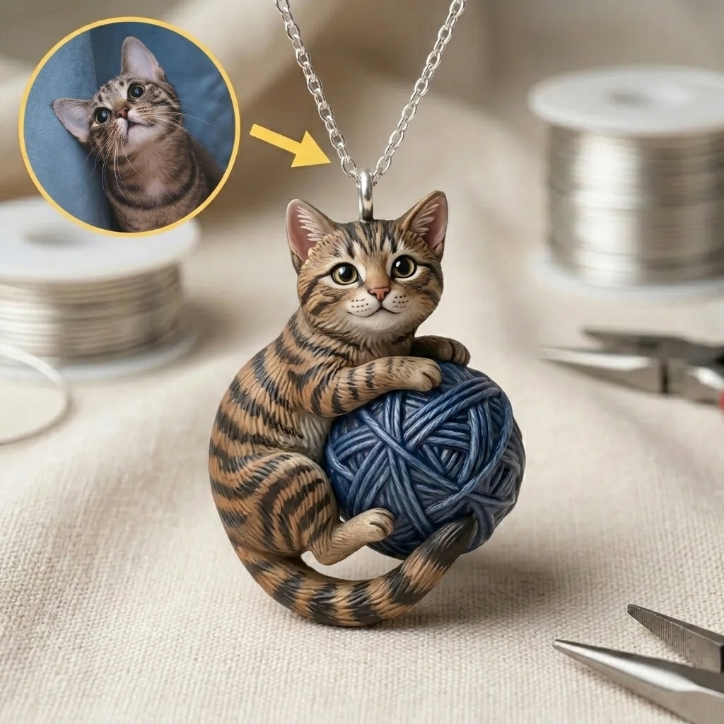Personalized Pet Necklace – Custom 3D Puzzle Pendant for Pet Lovers