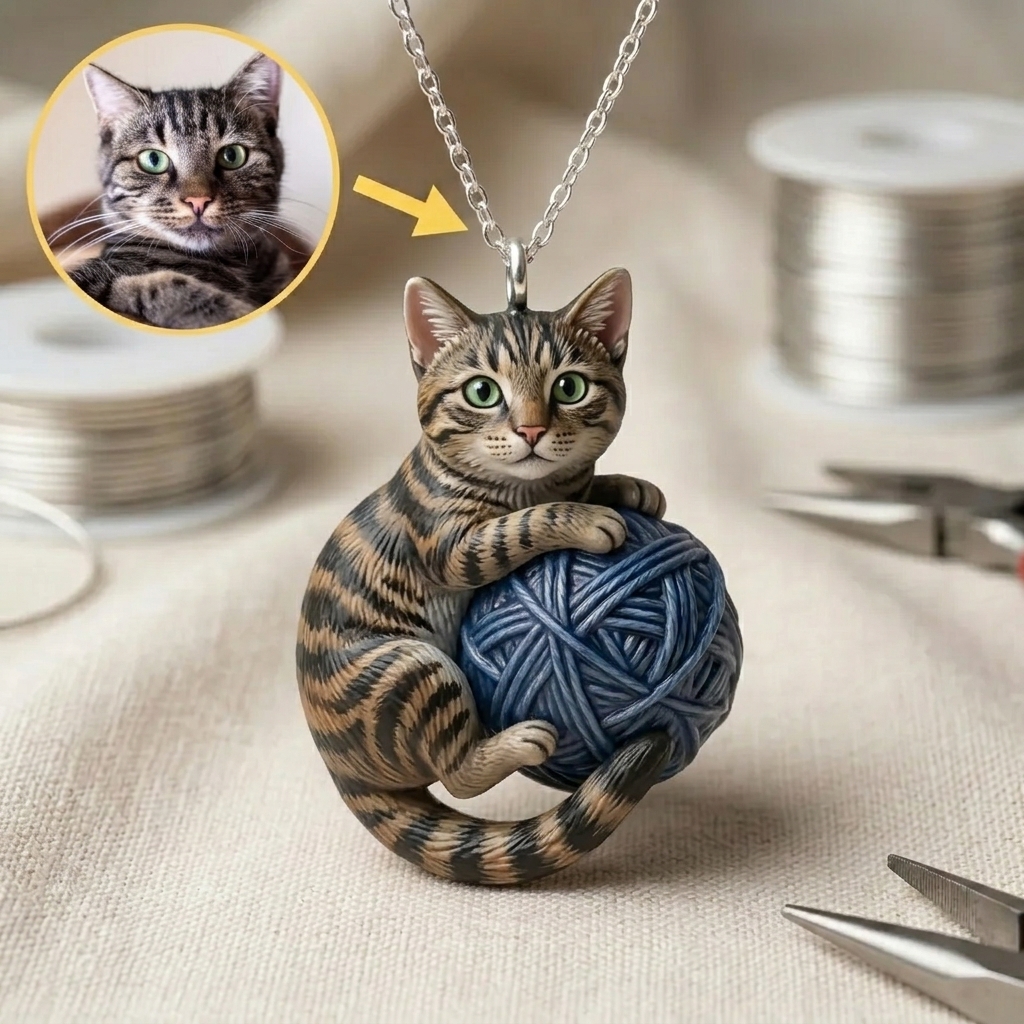 Personalized Pet Necklace – Custom 3D Puzzle Pendant for Pet Lovers