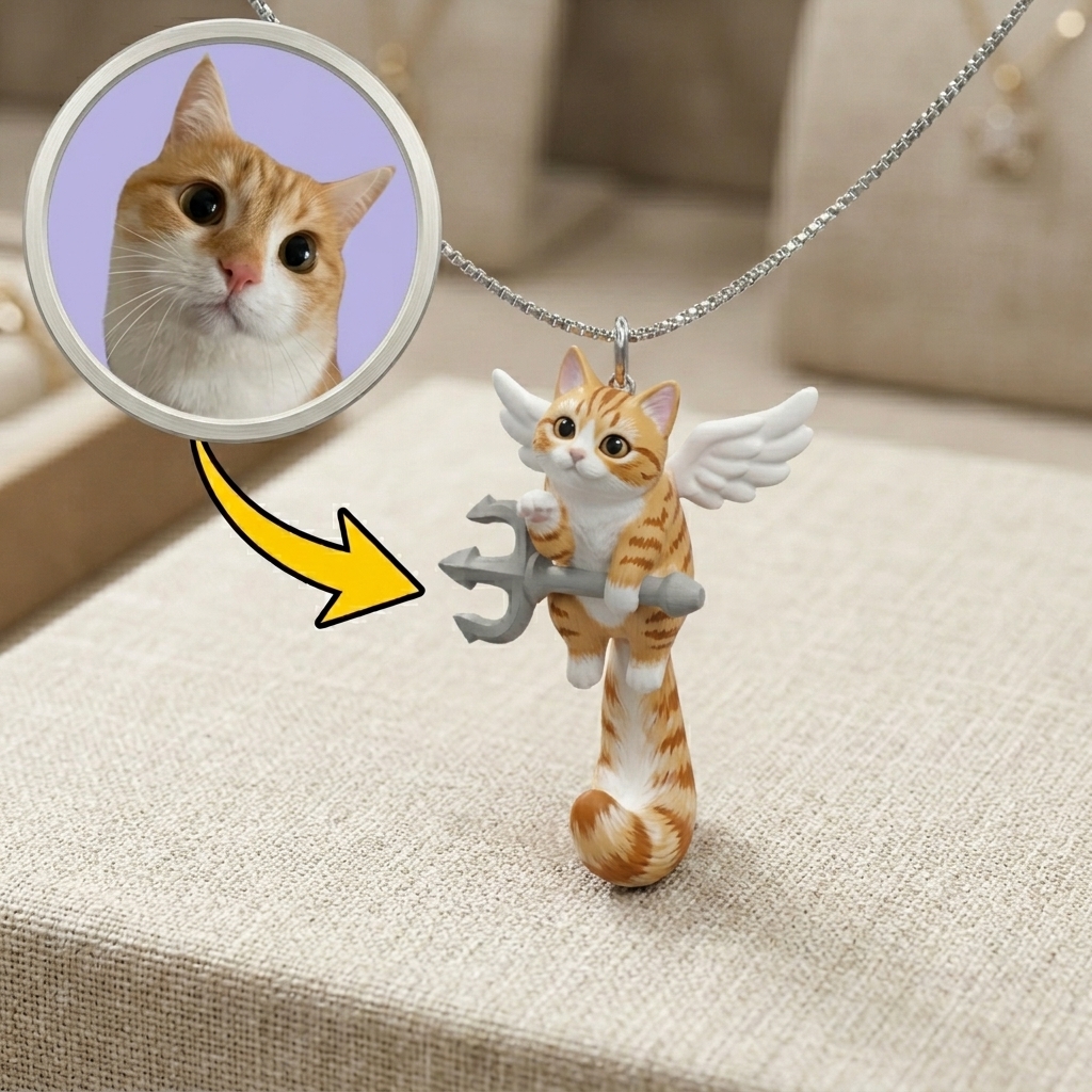 Personalized Pet Necklace – Custom 3D Puzzle Pendant for Pet