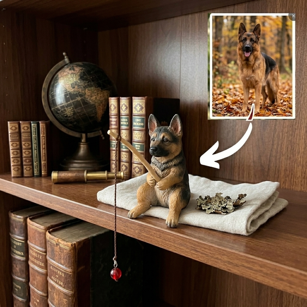 Cute 3D Custom Mini Ornaments of Pets Fishing | Made of resin, compatible with cars and offices, multi-purpose for dashboard/desktop, cartoon theme.