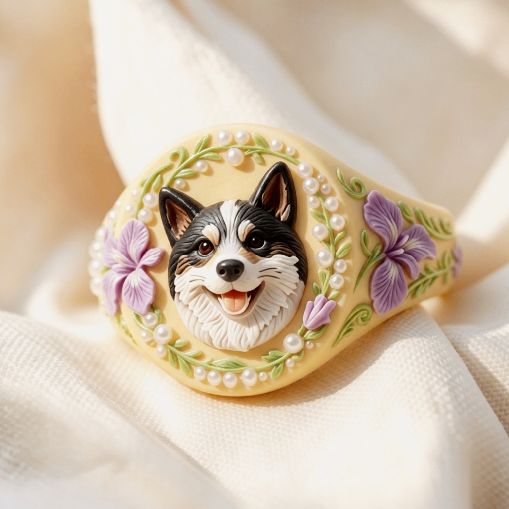 Customized 3D pet portrait rings, personalized 3D pet portrait rings, commemorative gifts for pet lovers.