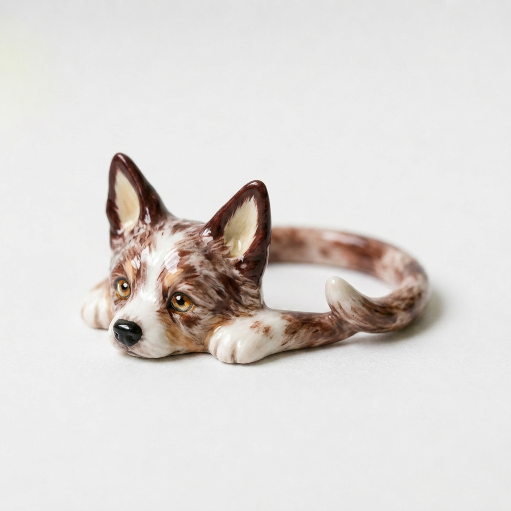 Customized 3D pet portrait rings, personalized 3D pet portrait rings, commemorative gifts for pet lovers.
