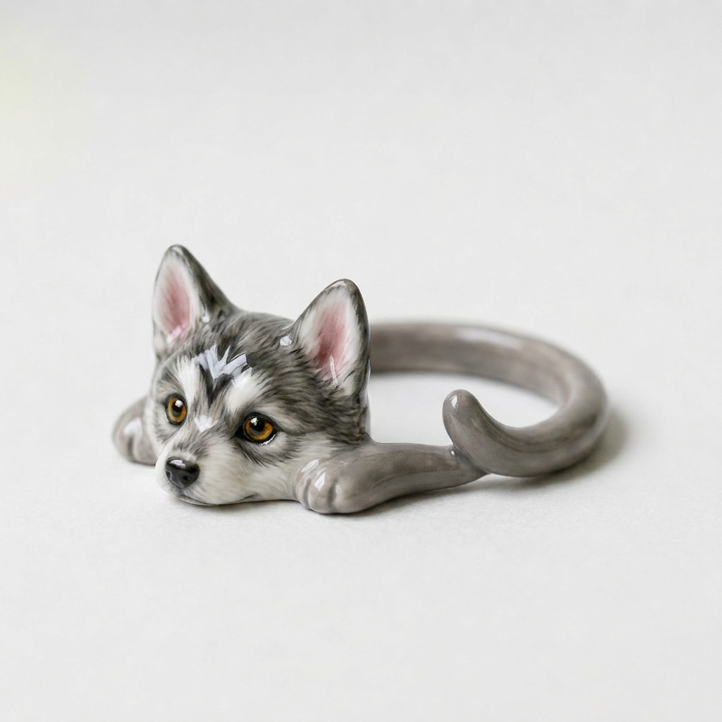 Customized 3D pet portrait rings, personalized 3D pet portrait rings, commemorative gifts for pet lovers.
