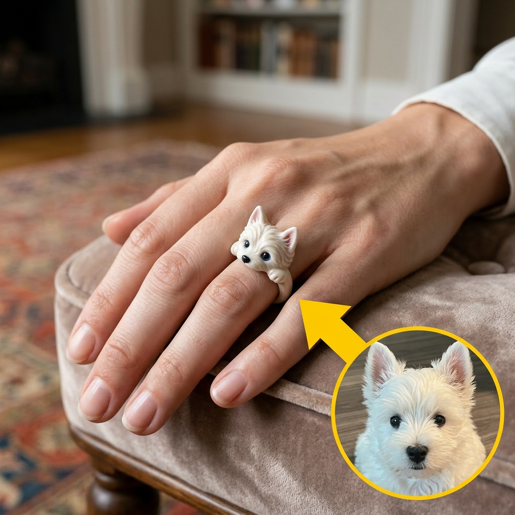 Customized 3D pet portrait rings, personalized 3D pet portrait rings, commemorative gifts for pet lovers.