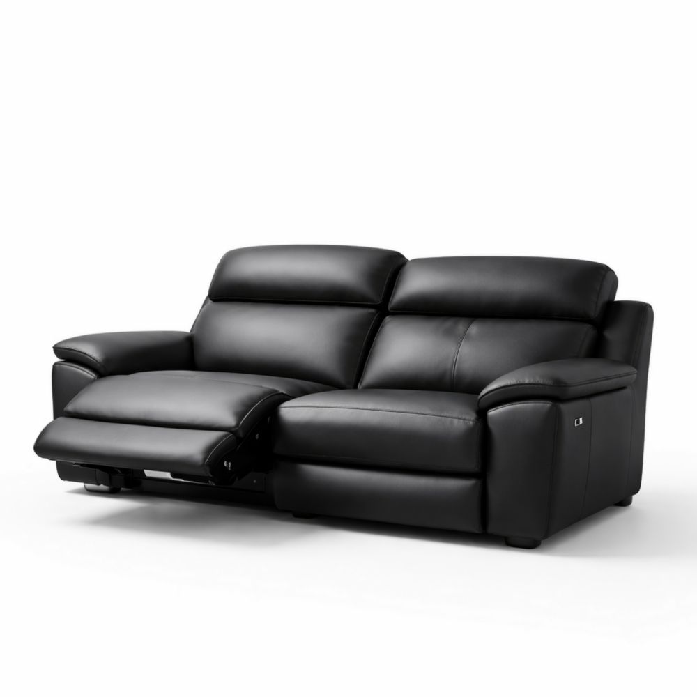 Canapé inclinable 2 places en cuir noir 210cm-