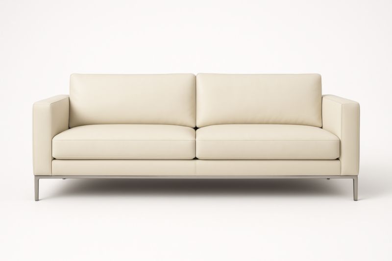 Canapé 2 places cuir synthétique beige pieds en métal-