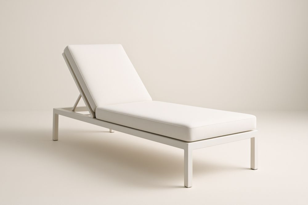 Chaise longue de jardin réglable en aluminium avec coussin blanc