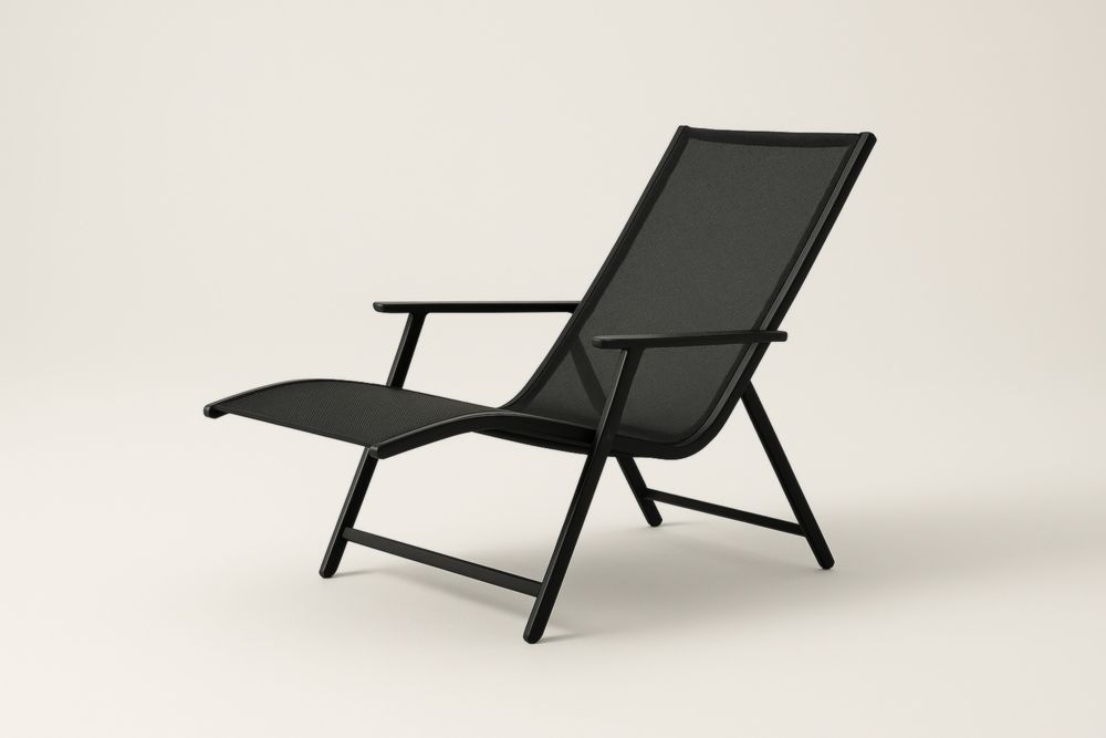 Chaise longue de jardin en aluminium avec tissu noir