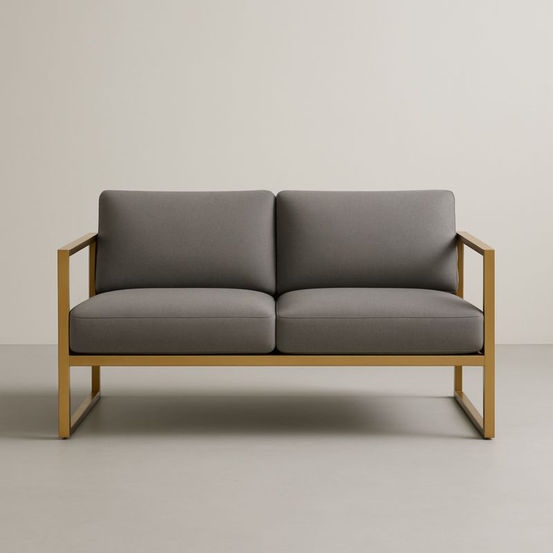 Canapé 2 Places Tissu Métal Gris Jaune 150 cm