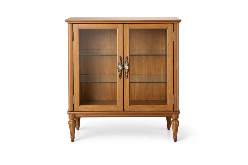 Vitrine en Bois et Verre Trempé Chêne Clair