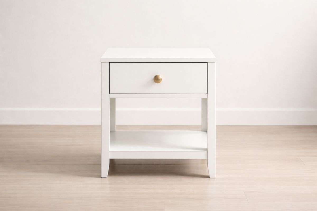 Table de chevet en MDF avec tiroir blanc