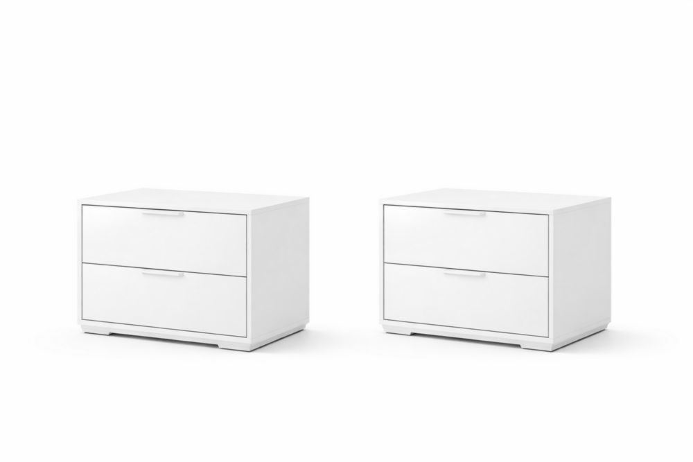 Lot de 2 tables de chevet en bois d'ingénierie avec 2 tiroirs 60x40x50 cm