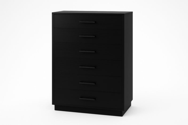 Commode en bois noire à 6 tiroirs 80 × 100 × 40 cm