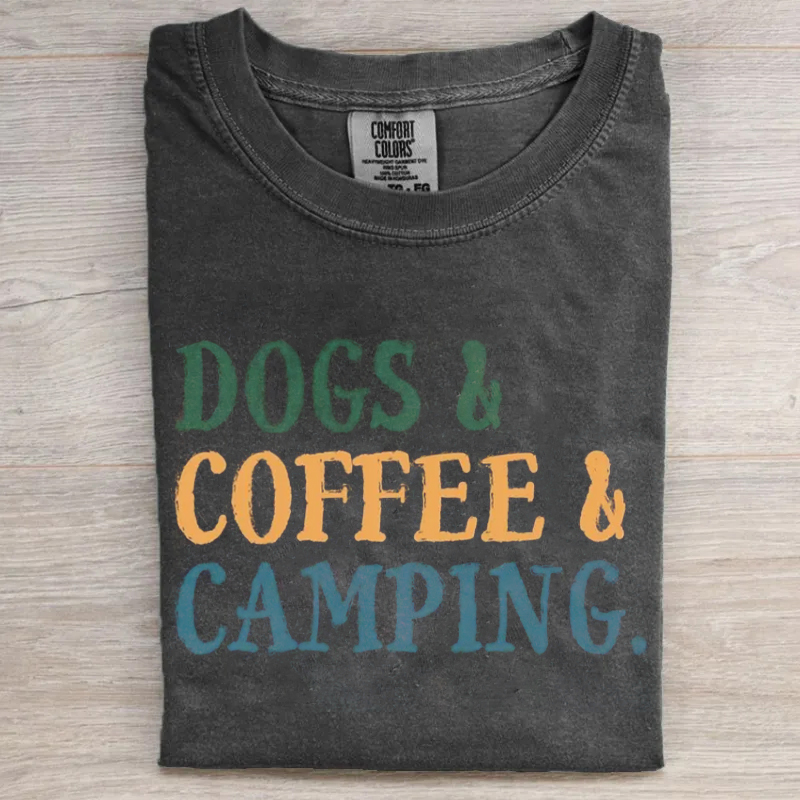 Dogs Coffee Camping T-shirt