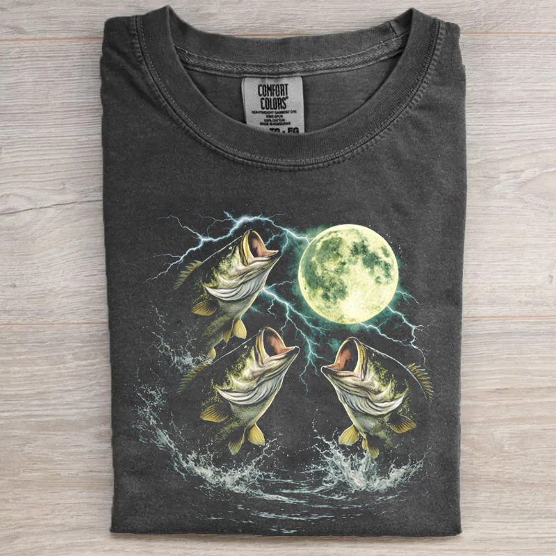 Bass Fish Moon 90s Vintage T-shirt