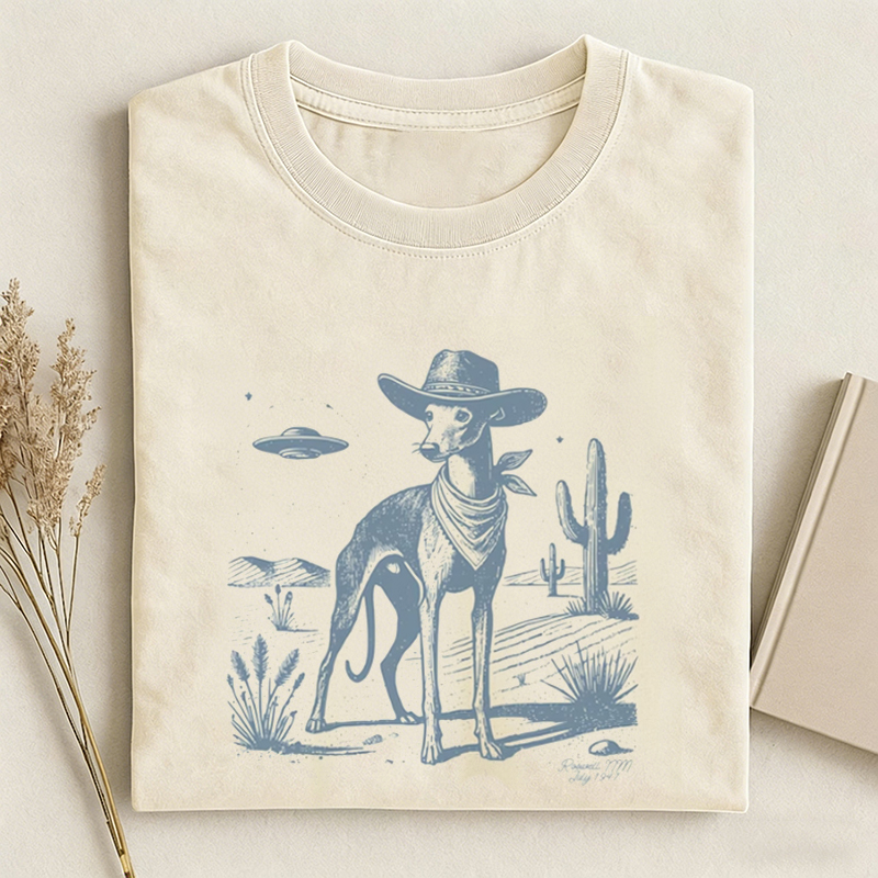 Greyhound Shirt, Whippet Vintage Shirt UFO Western Shirt