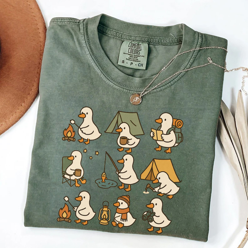 Cute Goose Camping T-shirt