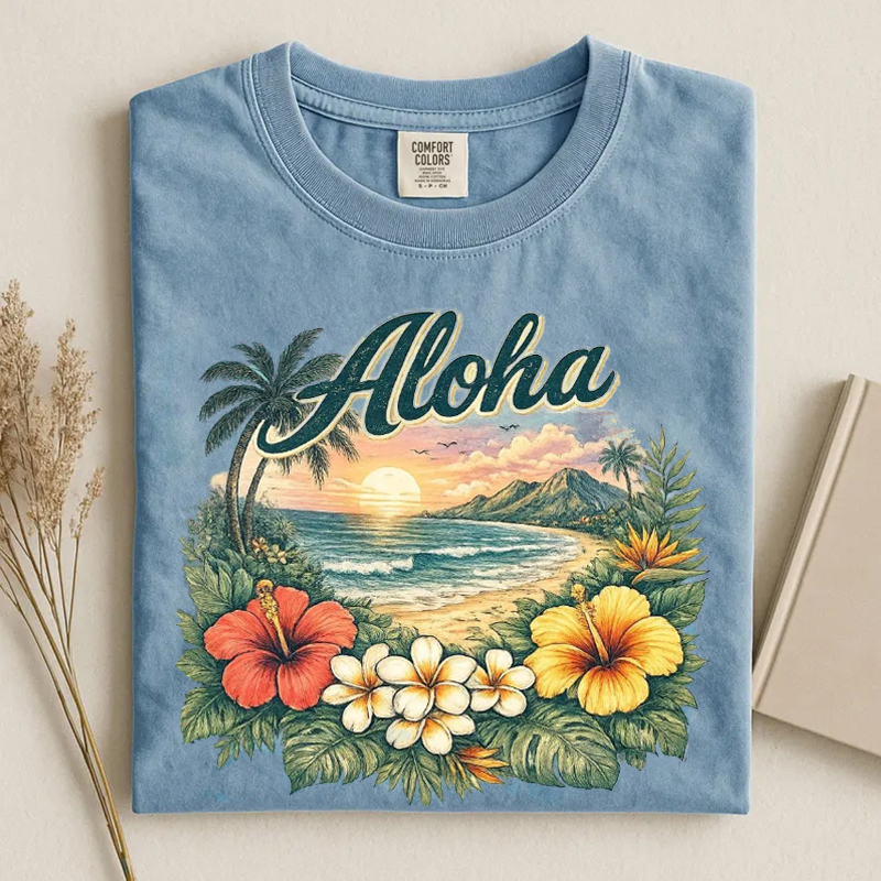 Tropical Beach Graphic T-shirt