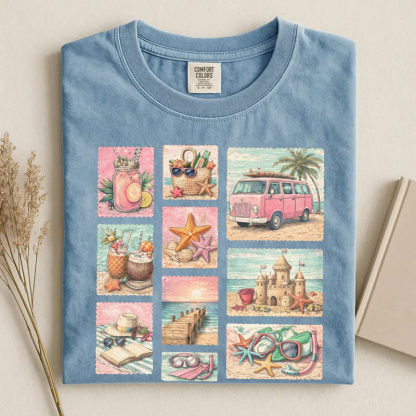 Beach Postage Stamp T-shirt