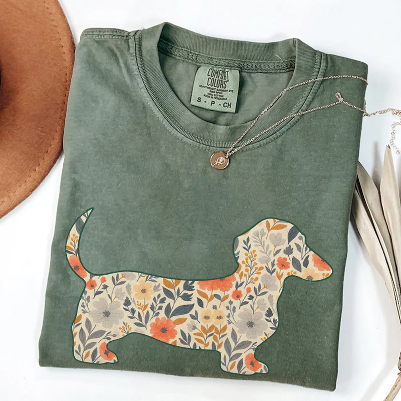 Floral Dachshund T-shirt