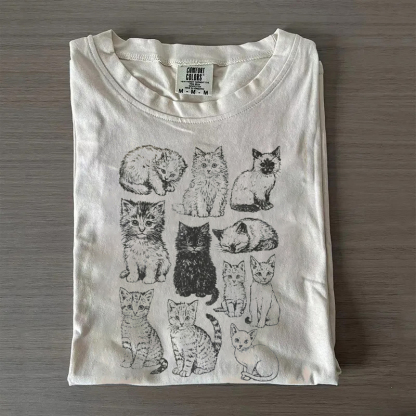 Cats 90s Vintage Tattoo Style T-Shirt