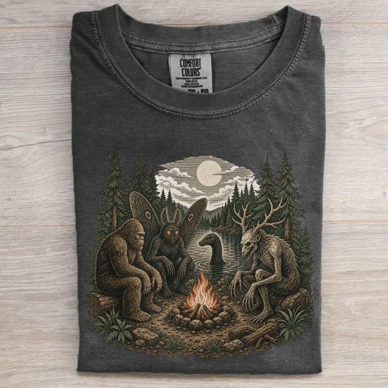 Funny Bigfoot Mothman Camping T-shirt