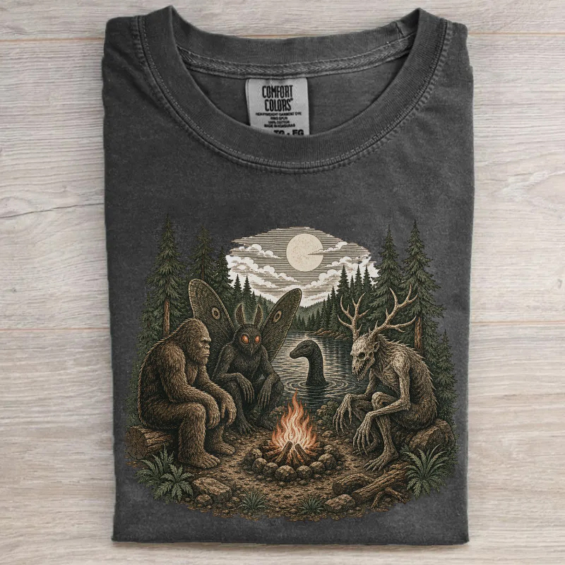 Funny Bigfoot Mothman Camping T-shirt